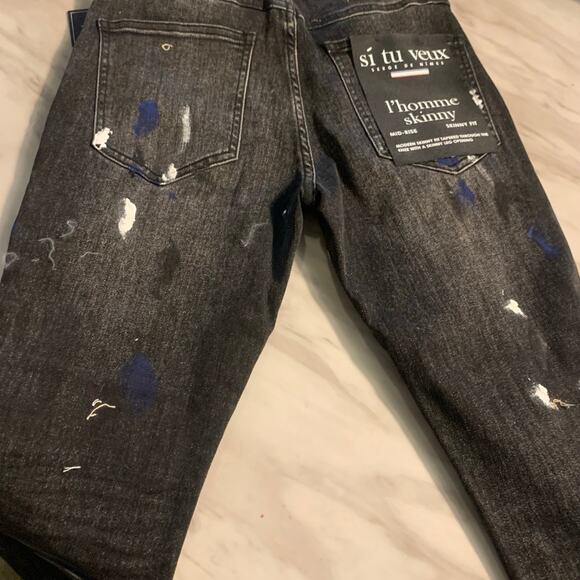 Si Tu Veux Superstack Black Wash Mens Jeans Size 34 - Picture 5 of 12
